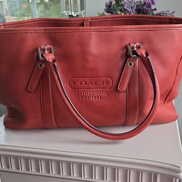 COACH Italian Red Clay/Rust East West Tote - Picture 12 of 14